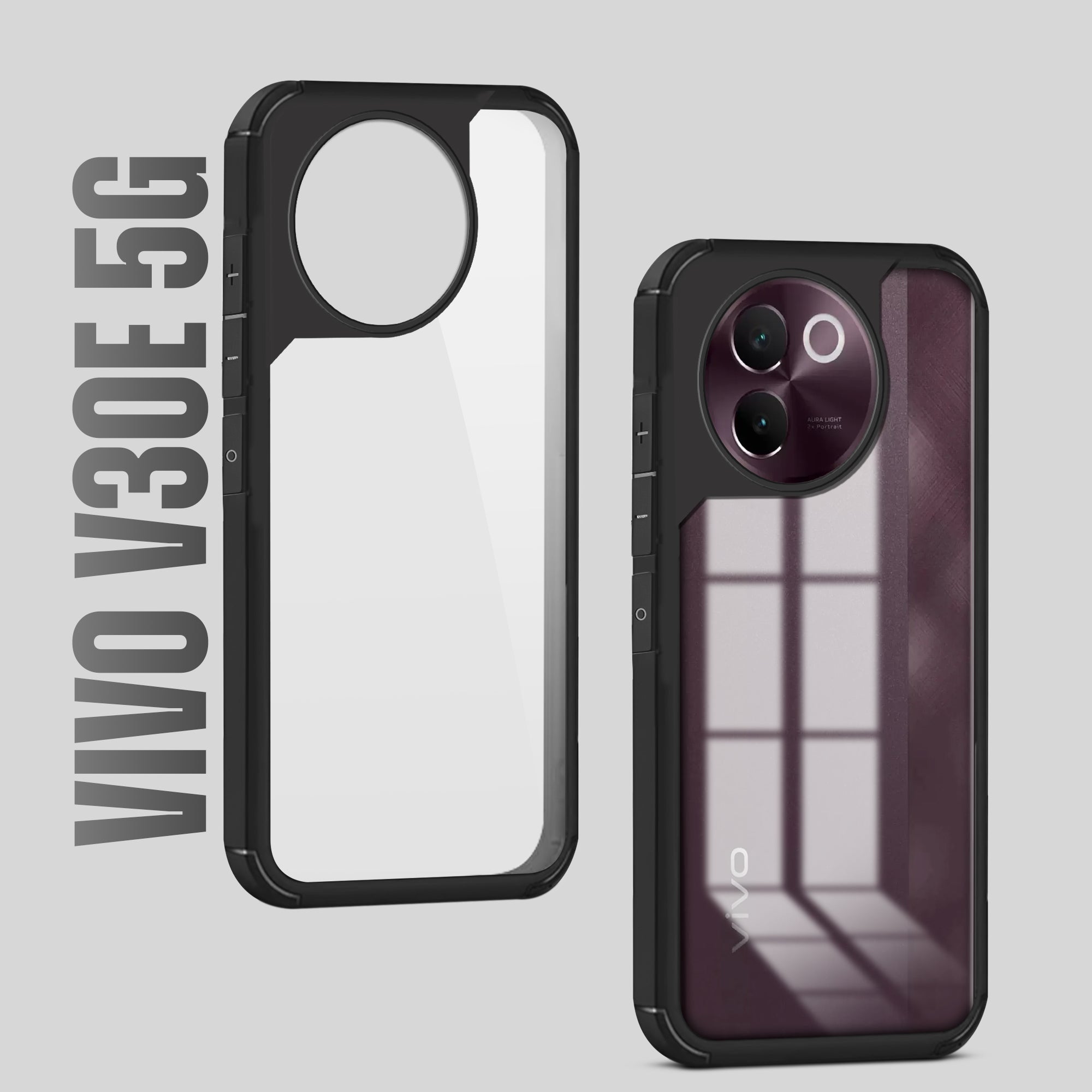 Silicone Border Transparent Back Cover for Vivo V30e 5G