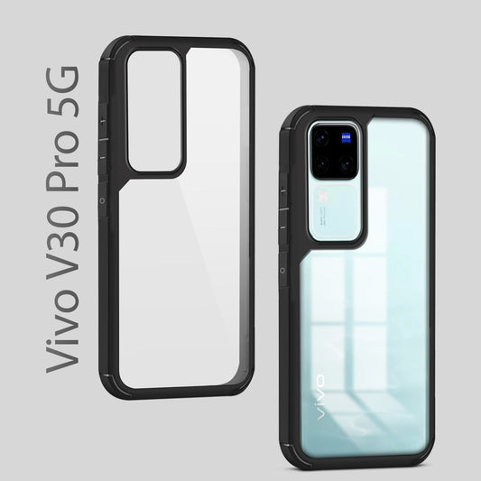 Silicone Frame Transparent Hard Back Cover for Vivo V30 Pro 5G