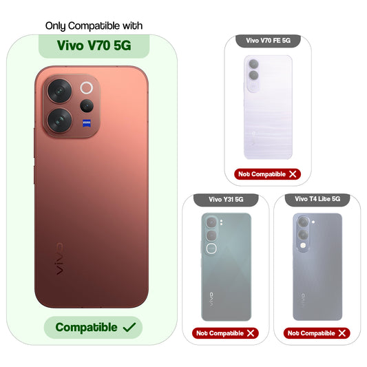 Silicone Matte Back Cover with Textured Grip & Camera Ring Protection for Vivo V70 5G