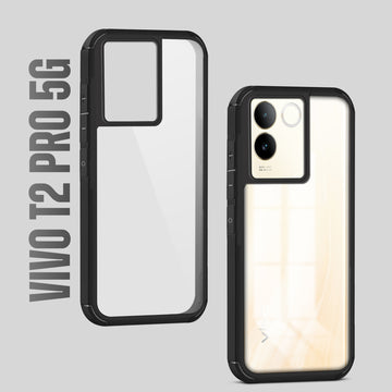 Silicone Frame Transparent Hard Back Cover for Vivo T2 Pro 5G