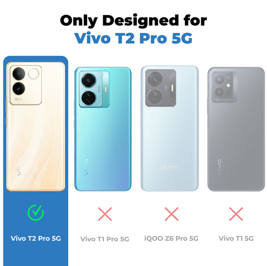 Classic Denim Finish Back Case for Vivo T2 Pro 5G with Raised Camera Edges & Micro-Fiber Lining