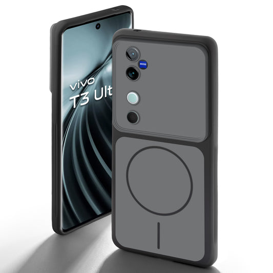 Dual Tone Silicone Back Cover Case With Metal Like Buttons For Vivo T3 Ultra 5G
