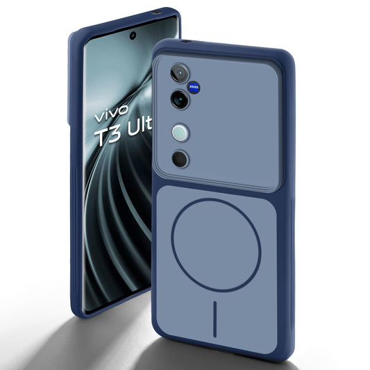 Dual Tone Silicone Back Cover Case With Metal Like Buttons For Vivo T3 Ultra 5G