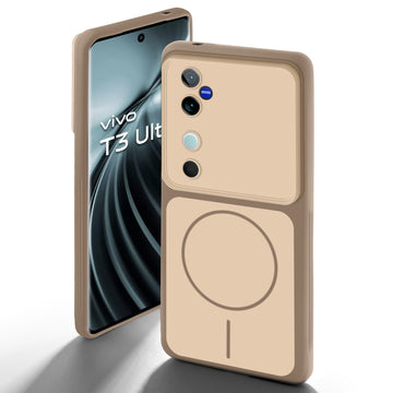 Dual Tone Silicone Back Cover Case With Metal Like Buttons For Vivo T3 Ultra 5G