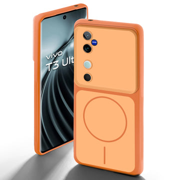 Dual Tone Silicone Back Cover Case With Metal Like Buttons For Vivo T3 Ultra 5G
