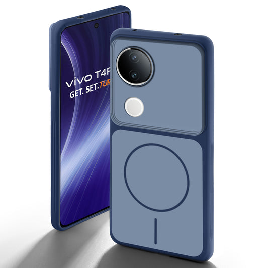 Dual Tone Silicone Back Cover Case With Metal Like Buttons For Vivo T4R 5G