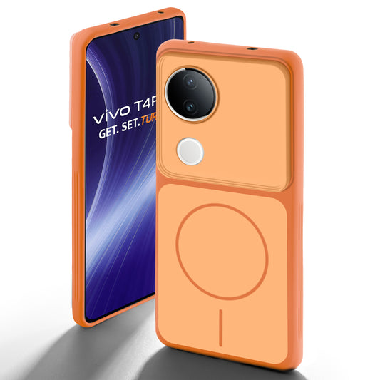 Dual Tone Silicone Back Cover Case With Metal Like Buttons For Vivo T4R 5G