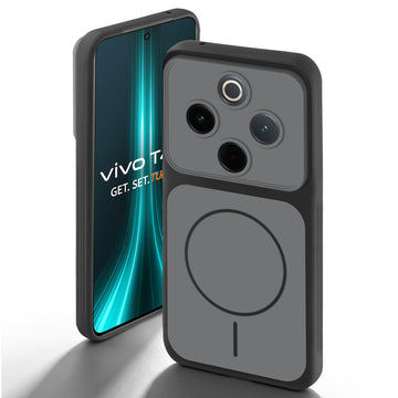 Dual Tone Silicone Back Cover Case With Metal Like Buttons For Vivo T4 5G