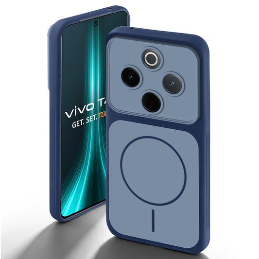 Dual Tone Silicone Back Cover Case With Metal Like Buttons For Vivo T4 5G