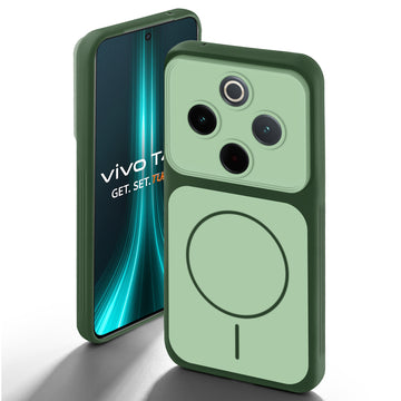 Dual Tone Silicone Back Cover Case With Metal Like Buttons For Vivo T4 5G