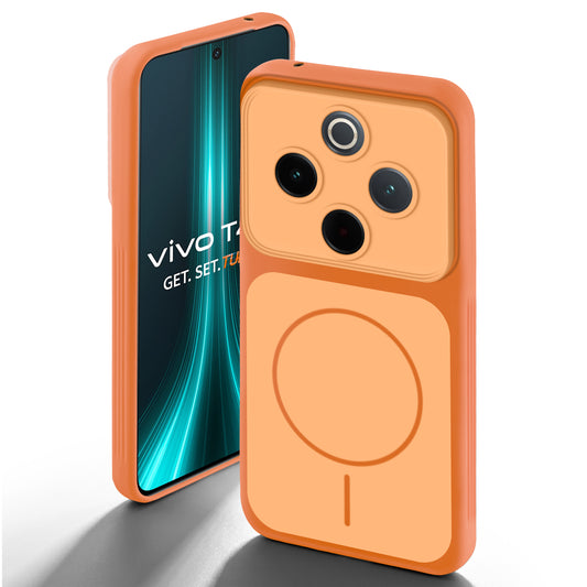 Dual Tone Silicone Back Cover Case With Metal Like Buttons For Vivo T4 5G