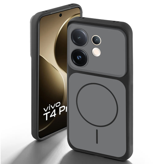 Dual Tone Silicone Back Cover Case With Metal Like Buttons For Vivo T4 Pro 5G