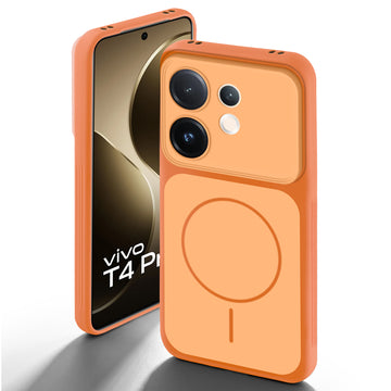 Dual Tone Silicone Back Cover Case With Metal Like Buttons For Vivo T4 Pro 5G