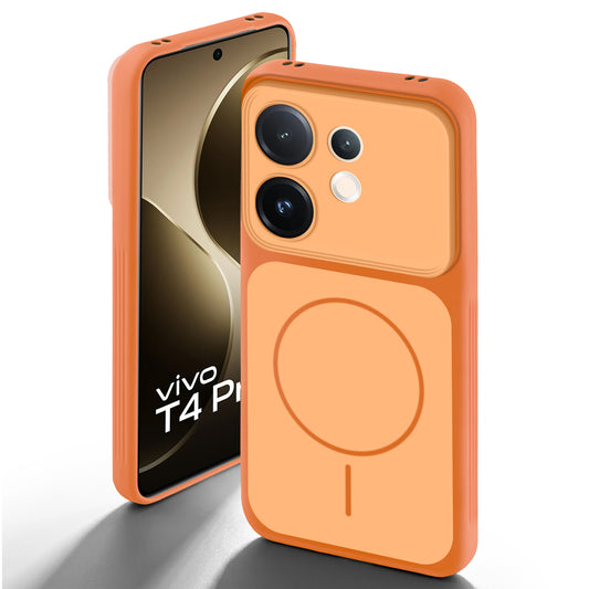 Dual Tone Silicone Back Cover Case With Metal Like Buttons For Vivo T4 Pro 5G