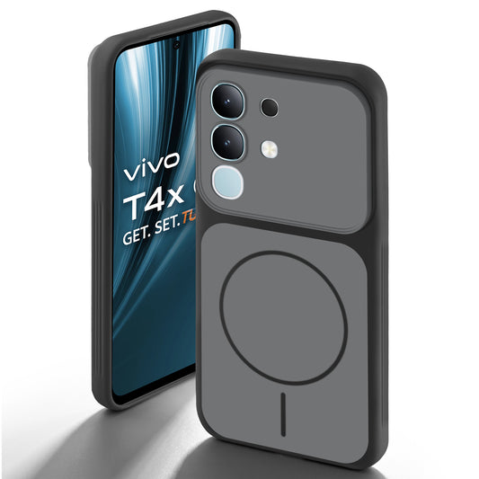 Dual Tone Silicone Back Cover Case With Metal Like Buttons For Vivo T4x 5G