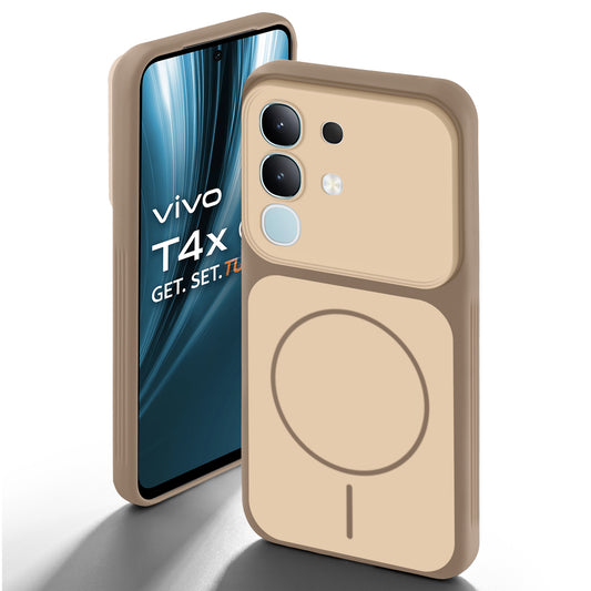 Dual Tone Silicone Back Cover Case With Metal Like Buttons For Vivo T4x 5G