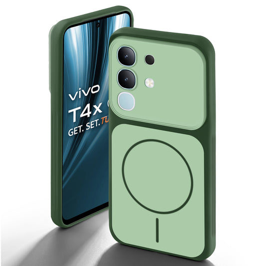 Dual Tone Silicone Back Cover Case With Metal Like Buttons For Vivo T4x 5G