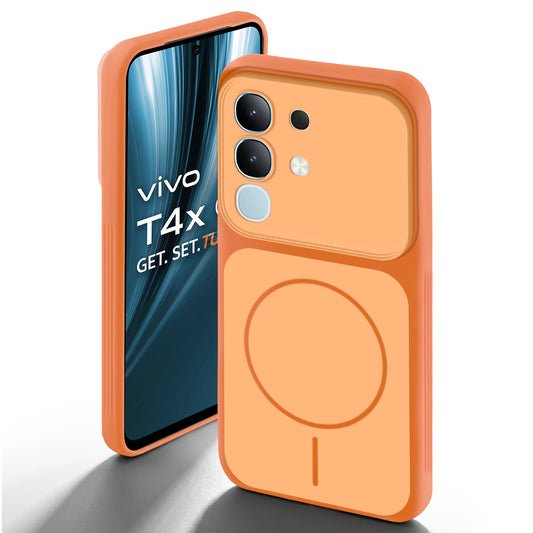 Dual Tone Silicone Back Cover Case With Metal Like Buttons For Vivo T4x 5G