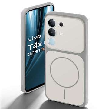 Dual Tone Silicone Back Cover Case With Metal Like Buttons For Vivo T4x 5G