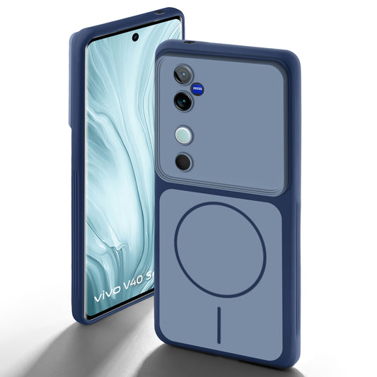 Dual Tone Silicone Back Cover Case With Metal Like Buttons For Vivo V40 5G