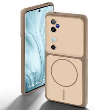 Dual Tone Silicone Back Cover Case With Metal Like Buttons For Vivo V40 5G
