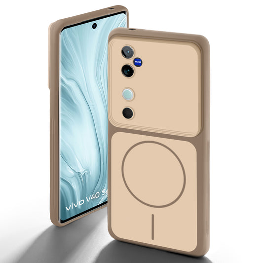 Dual Tone Silicone Back Cover Case With Metal Like Buttons For Vivo V40 5G