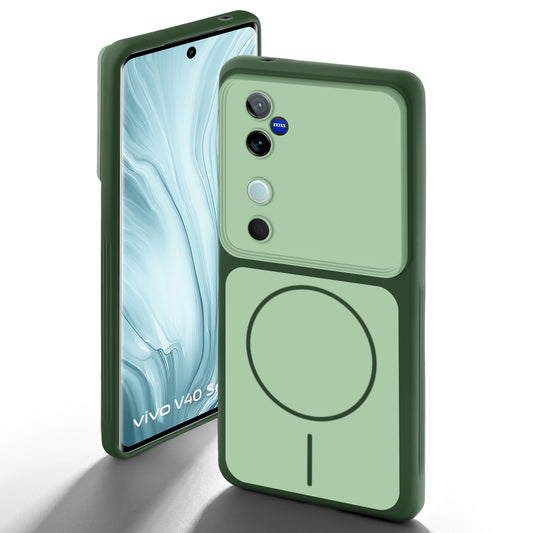 Dual Tone Silicone Back Cover Case With Metal Like Buttons For Vivo V40 5G