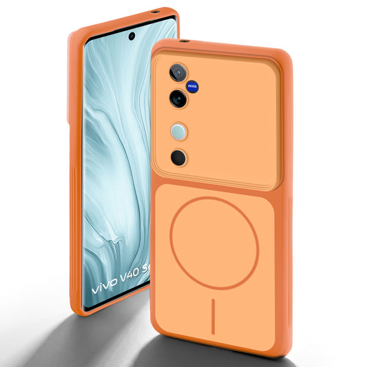 Dual Tone Silicone Back Cover Case With Metal Like Buttons For Vivo V40 5G