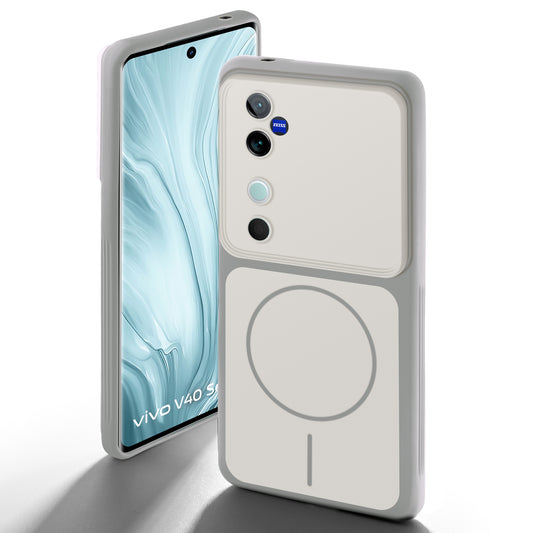 Dual Tone Silicone Back Cover Case With Metal Like Buttons For Vivo V40 5G