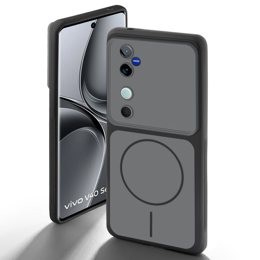 Dual Tone Silicone Back Cover Case With Metal Like Buttons For Vivo V40 Pro 5G