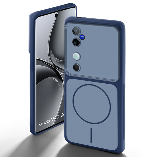Dual Tone Silicone Back Cover Case With Metal Like Buttons For Vivo V40 Pro 5G