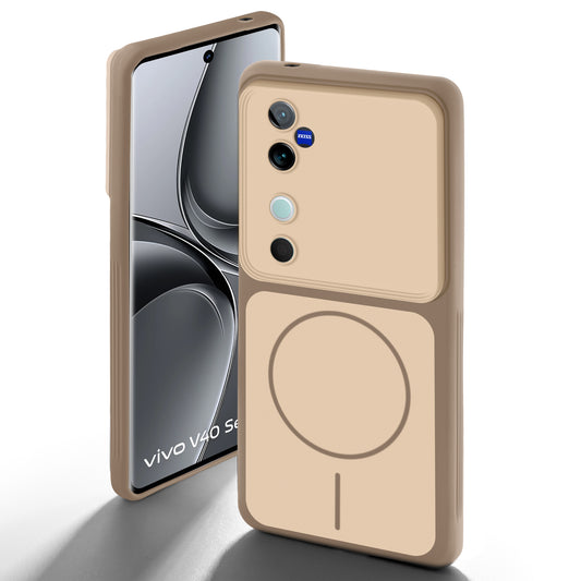 Dual Tone Silicone Back Cover Case With Metal Like Buttons For Vivo V40 Pro 5G