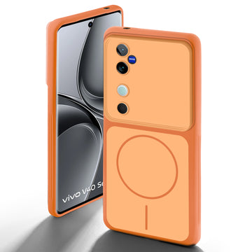 Dual Tone Silicone Back Cover Case With Metal Like Buttons For Vivo V40 Pro 5G