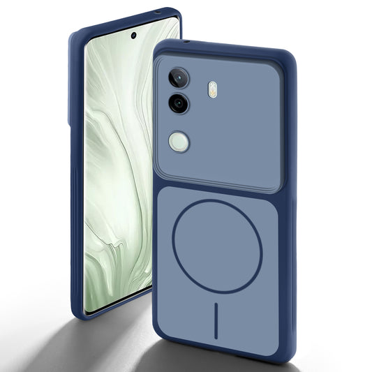 Dual Tone Silicone Back Cover Case With Metal Like Buttons For Vivo V40e 5G