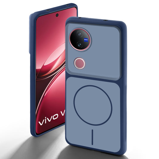 Dual Tone Silicone Back Cover Case With Metal Like Buttons For Vivo V50 5G