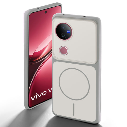 Dual Tone Silicone Back Cover Case With Metal Like Buttons For Vivo V50 5G