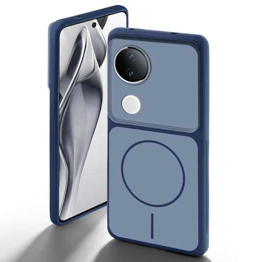 Dual Tone Silicone Back Cover Case With Metal Like Buttons For Vivo V50e 5G