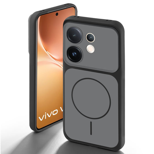 Dual Tone Silicone Back Cover Case With Metal Like Buttons For Vivo V60 5G