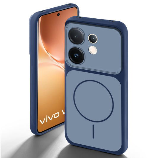 Dual Tone Silicone Back Cover Case With Metal Like Buttons For Vivo V60 5G