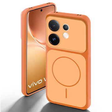 Dual Tone Silicone Back Cover Case With Metal Like Buttons For Vivo V60 5G