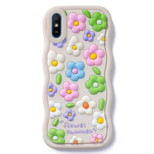 3D Silicone Soft Wave Edges Mobile Back Case For Redmi 9A