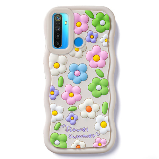 3D Silicone Soft Wave Edges Mobile Back Case For Realme 5