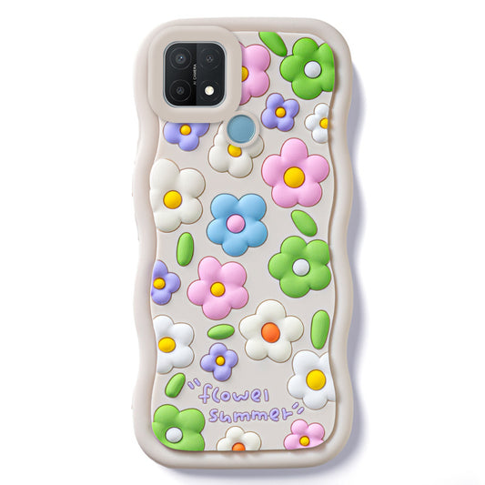 3D Silicone Soft Wave Edges Mobile Back Case For Oppo A15