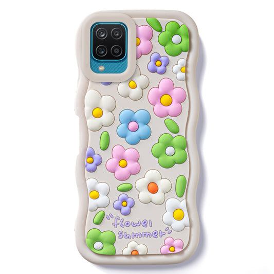 3D Silicone Soft Wave Edges Mobile Back Case For Samsung A12