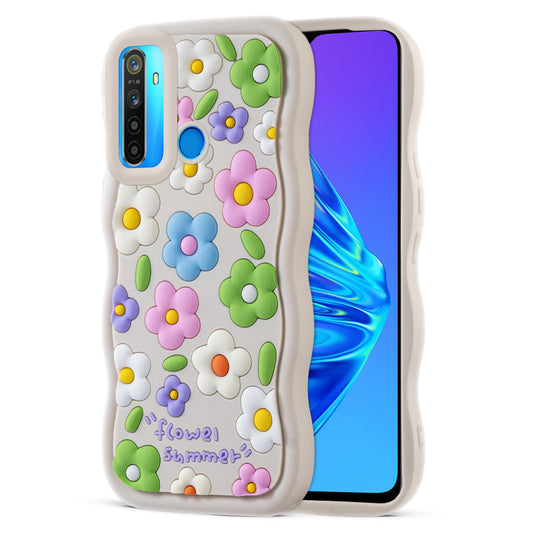 3D Silicone Soft Wave Edges Mobile Back Case For Realme 5