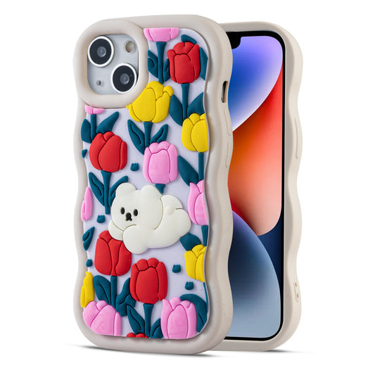 3D Silicone Soft Wave Edges Mobile Back Case For Apple iPhone 14