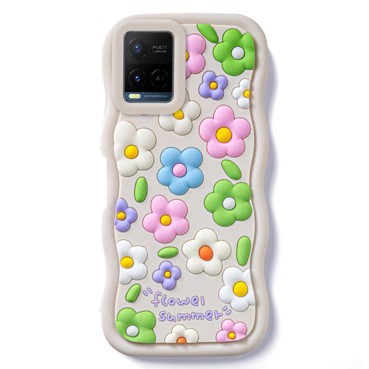 3D Soft Silicone Wave Edges Mobile Back Case For Vivo Y21 2021