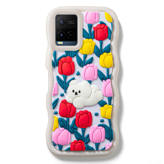 3D Soft Silicone Wave Edges Mobile Back Case For Vivo Y21 2021