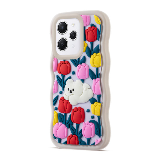 3D Silicone Soft Wave Edges Mobile Back Case For Redmi 12 4G