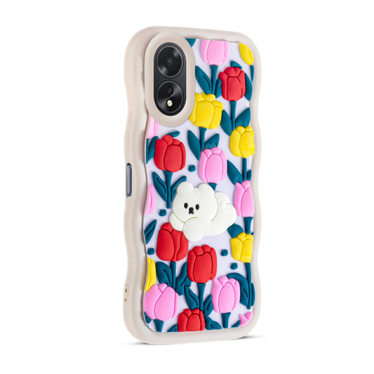 3D Silicone Soft Wave Edges Mobile Back Case For Oppo A18 4G